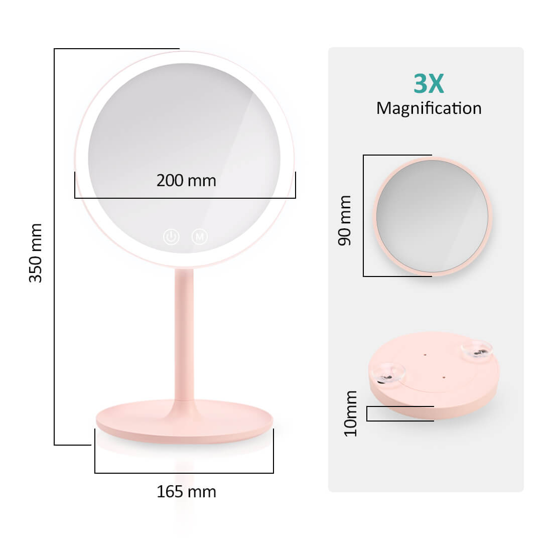 emke led cosmetic mirror ucm03bkmz1p size