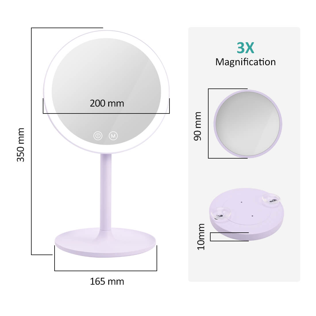 emke led cosmetic mirror ucm03bkmz1v size