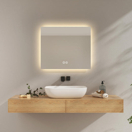 EMKE LM25 Square Bathroom Mirror with Touch Switch, Anti-fog, 4300K
