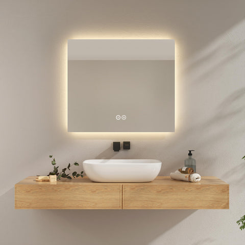 EMKE LM25 Square Bathroom Mirror with Touch Switch, Anti-fog, 4300K