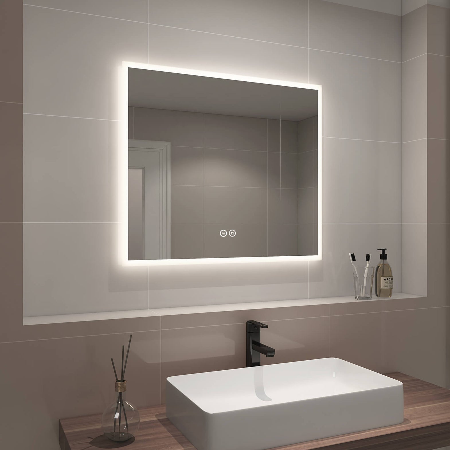 Makeup Mirror EMKE LED Bathroom Mirror With Lights & Demister - Touch ...