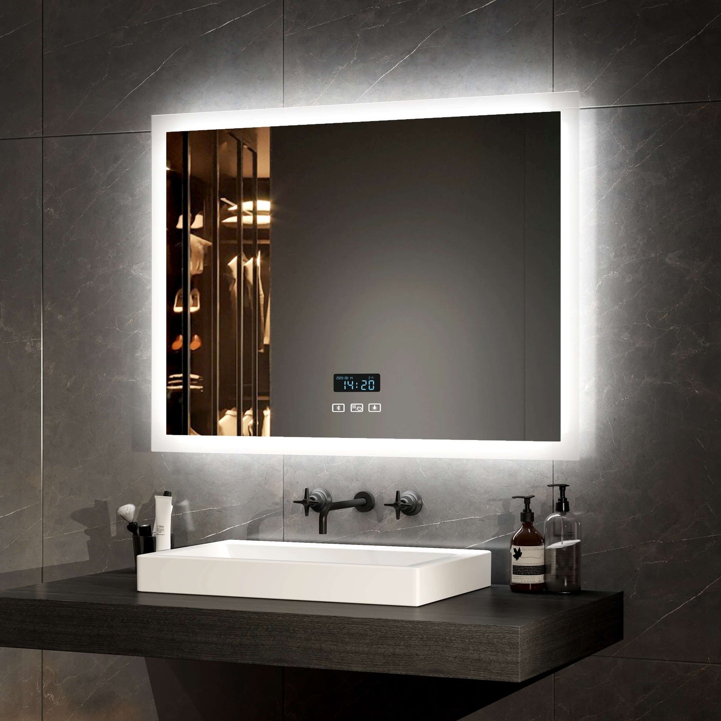 EMKE LM03 Rectangular Bathroom Mirror with Lighting, with Different Dimensions and Functions
