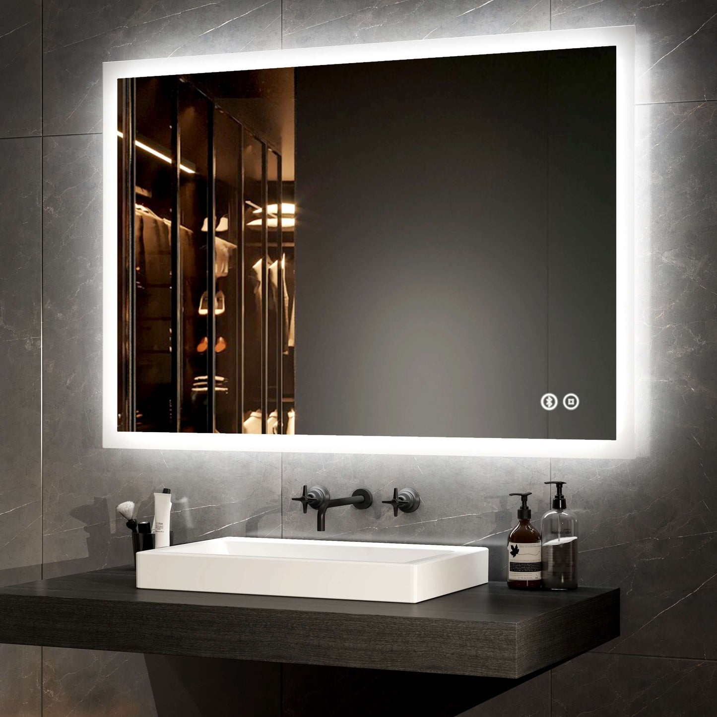EMKE LM03 Rectangular Bathroom Mirror with Lighting, with Different Dimensions and Functions