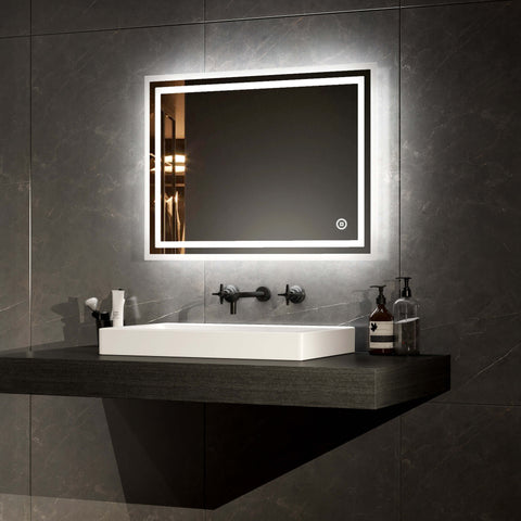 EMKE LM04 LED Bathroom Mirror with Demister, Double LED Light Strips