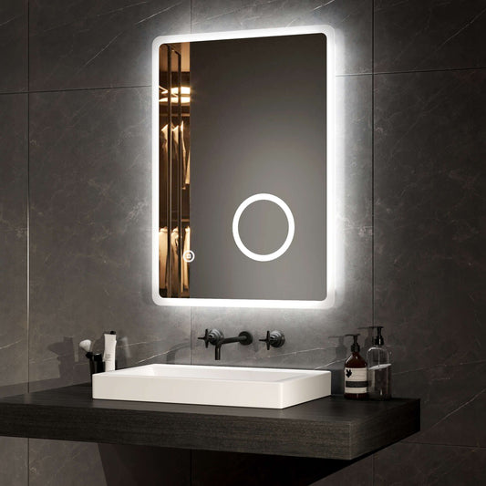EMKE LM13 Bathroom Mirror with Demister, Shaver Socket, 6500K, 3x Magnifier