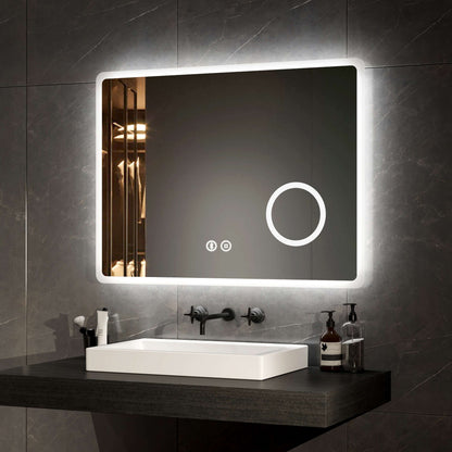 EMKE LM13 Bathroom Mirror with Demister, Shaver Socket, 6500K, 3x Magnifier