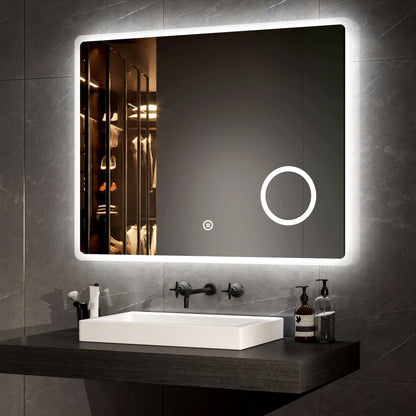 EMKE LM13 Bathroom Mirror with Demister, Shaver Socket, 6500K, 3x Magnifier