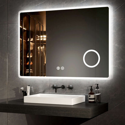 EMKE LM13 Bathroom Mirror with Demister, Shaver Socket, 6500K, 3x Magnifier