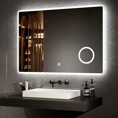 EMKE LM13 Bathroom Mirror with Demister, Shaver Socket, 6500K, 3x Magnifier