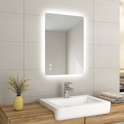 EMKE LM09 Bathroom Mirror with Rounded Corners, Demister, 6500K, Hang Vertically/Horizontally