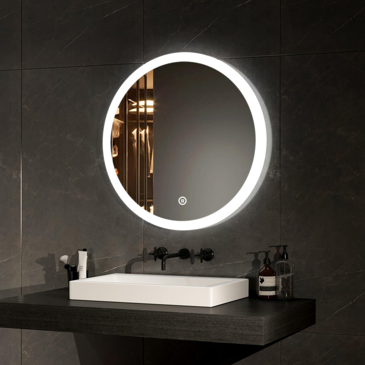 EMKE OLM01 Round Mirror with LED Illuminated and Demister