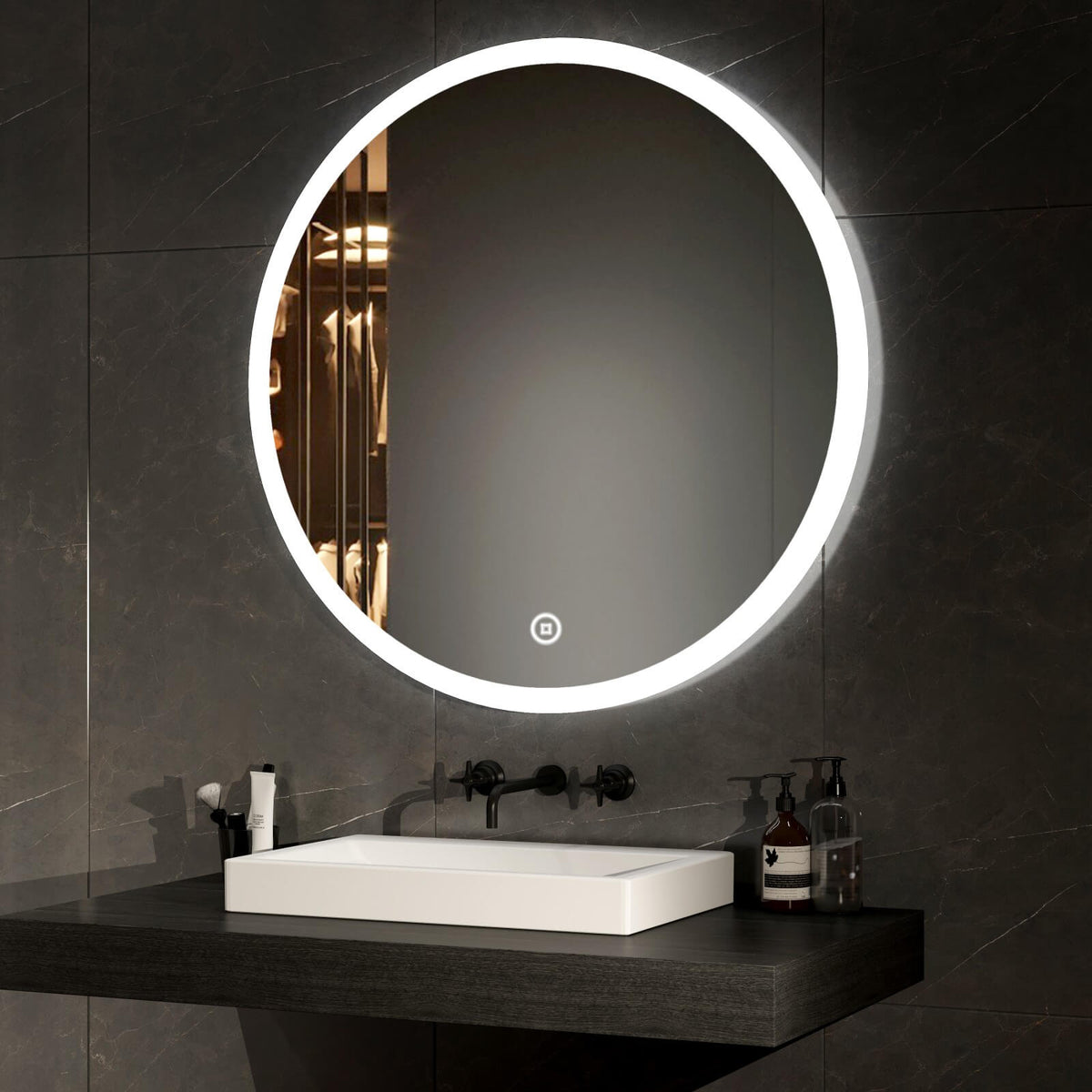 EMKE OLM01 Round Mirror with LED Illuminated and Demister